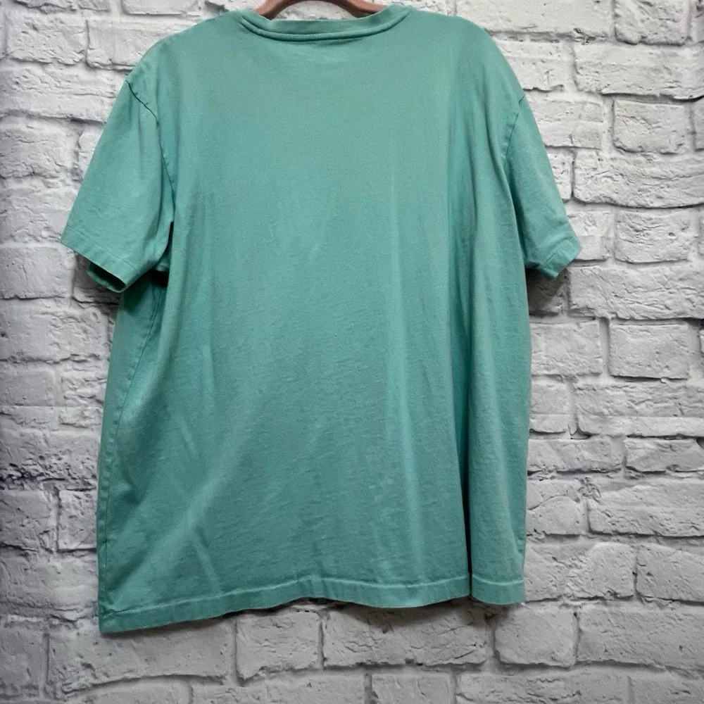 Polo Ralph Lauren Mint Green Classic V-Neck Tee T-Shirt Orange Pony Size L